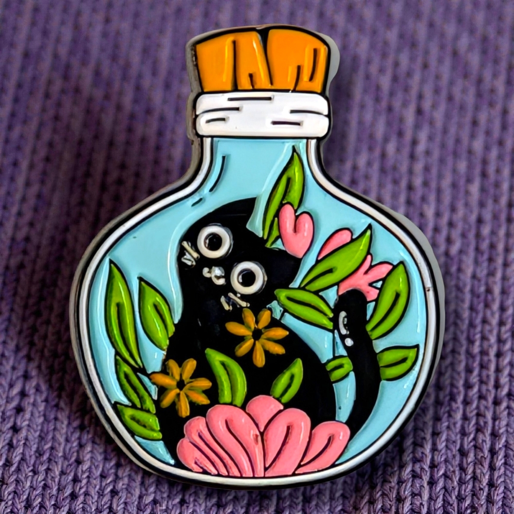 Colorful Cat Terrarium Enamel Pin